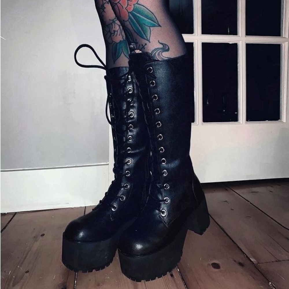 T.U.K. Distressed Knee-High Nosebleed Boot